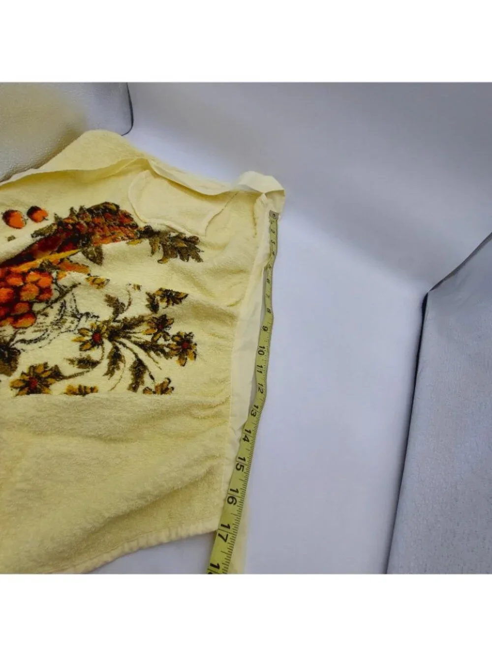 Vintage Terrycloth Cannon Royal Family Half Apron Fruit Basket Yellow Floral